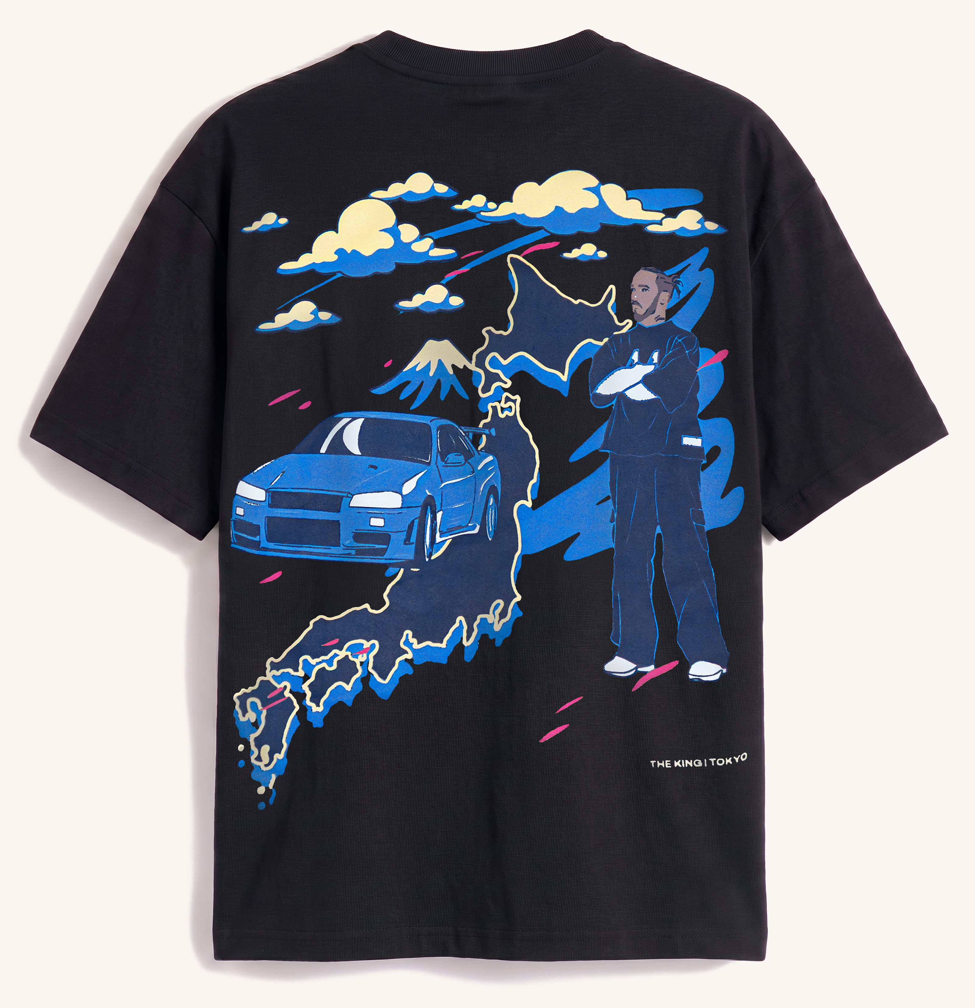 Black Tokyo Velentia motorsport graphic t shirt back image