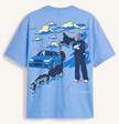 Summer blue Tokyo Velentia motorsport graphic t shirt back image