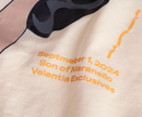 Close-up of Velentia cream Monza September T-shirt showing detailed motorsport inspired graphic print